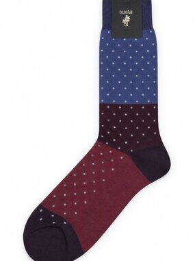 Punto Polka Dot Men's Dress Socks Amethyst Purple Egyptian Cotton Made in Italy